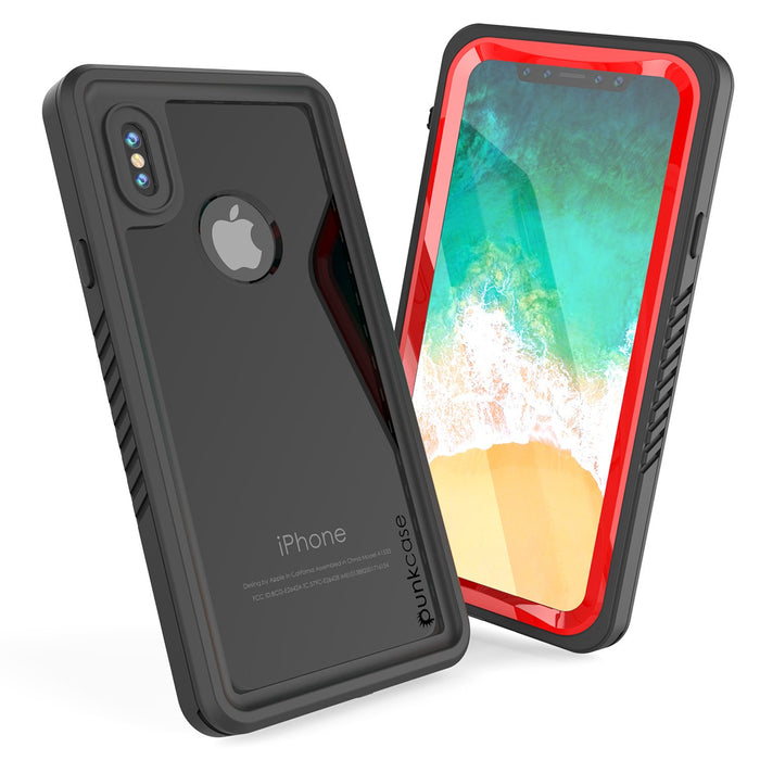 iPhone X Case, Punkcase [Extreme Series] [Slim Fit] [IP68 Certified] [Shockproof] [Snowproof] [Dirproof] Armor Cover W/ Built In Screen Protector for Apple iPhone 10 [Red] (Color in image: Teal)