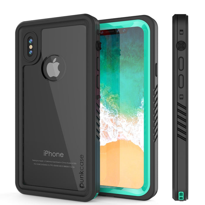 iPhone X Case, Punkcase [Extreme Series] [Slim Fit] [IP68 Certified] [Shockproof] [Snowproof] [Dirproof] Armor Cover W/ Built In Screen Protector for Apple iPhone 10 [Teal] (Color in image: Teal)