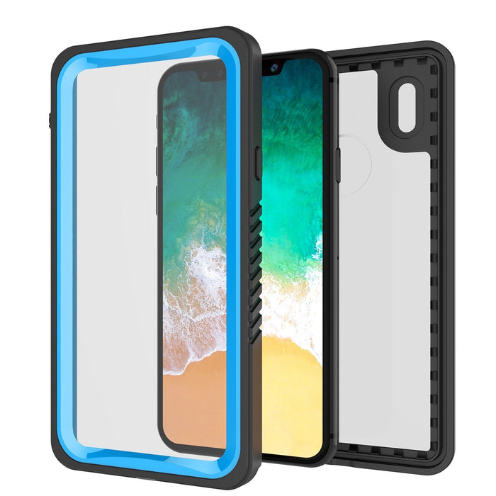 iPhone XS Max Waterproof Case, Punkcase [Extreme Series] Armor Cover W/ Built In Screen Protector [Light Blue] (Color in image: Purple)