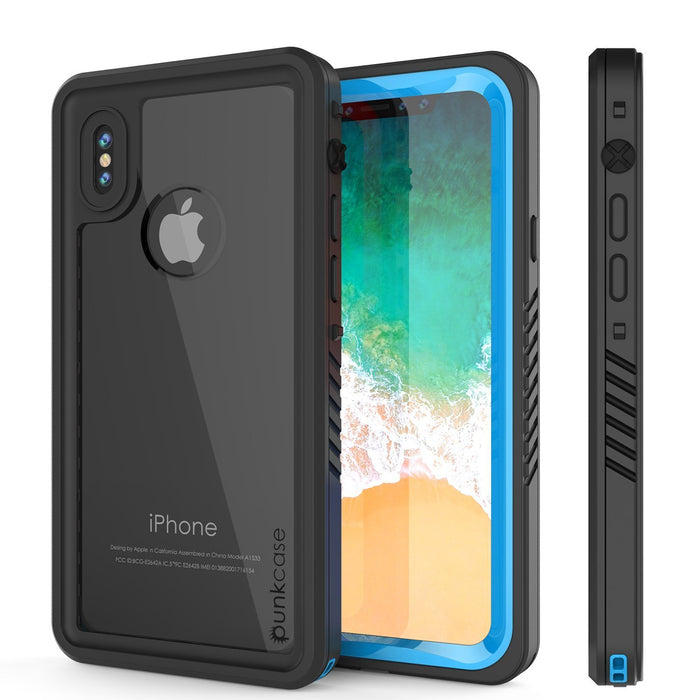 iPhone XS Max Waterproof Case, Punkcase [Extreme Series] Armor Cover W/ Built In Screen Protector [Light Blue] (Color in image: Light Blue)
