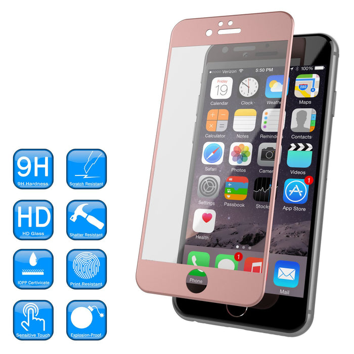iPhone 6+/6s+ Plus Rose Gold Screen Protector, Punkcase SHIELD Tempered Glass 0.33mm Thick 9H (Color in image: White)