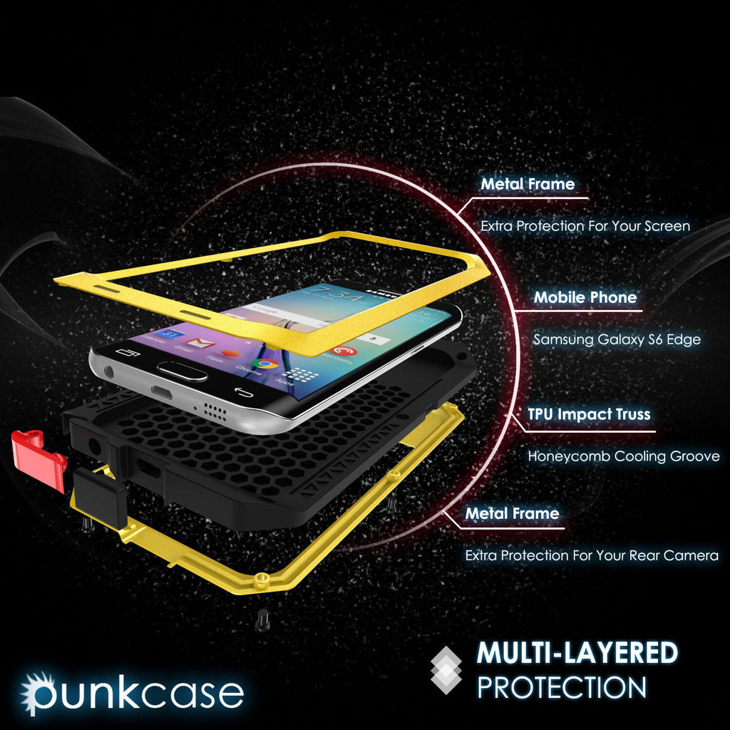 Galaxy S6 EDGE  Case, PUNKcase Metallic Neon Shockproof  Slim Metal (Color in image: black)