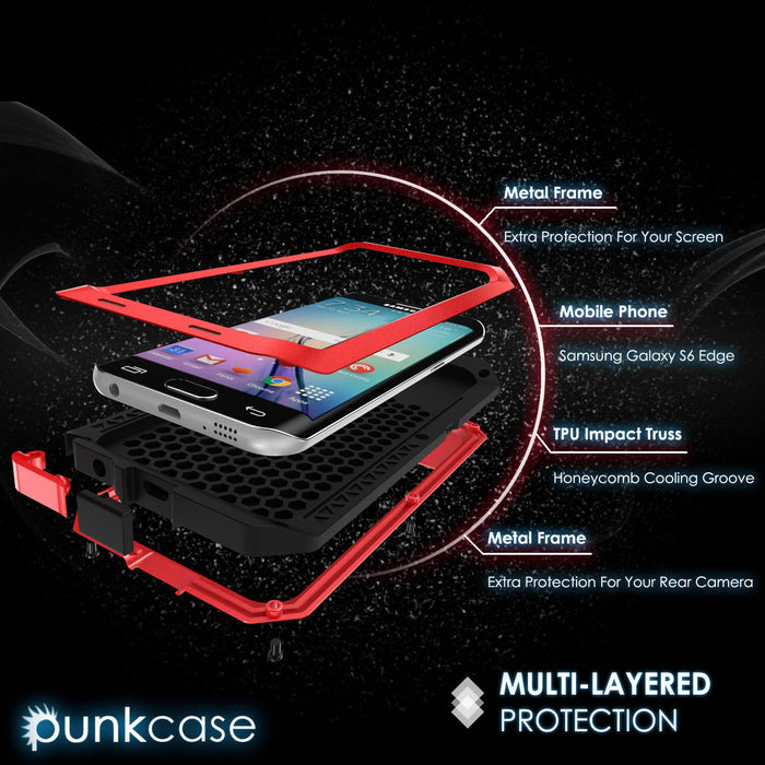 Galaxy S6 EDGE+ Plus  Case, PUNKcase Metallic Red Shockproof  Slim Metal Armor Case (Color in image: black)