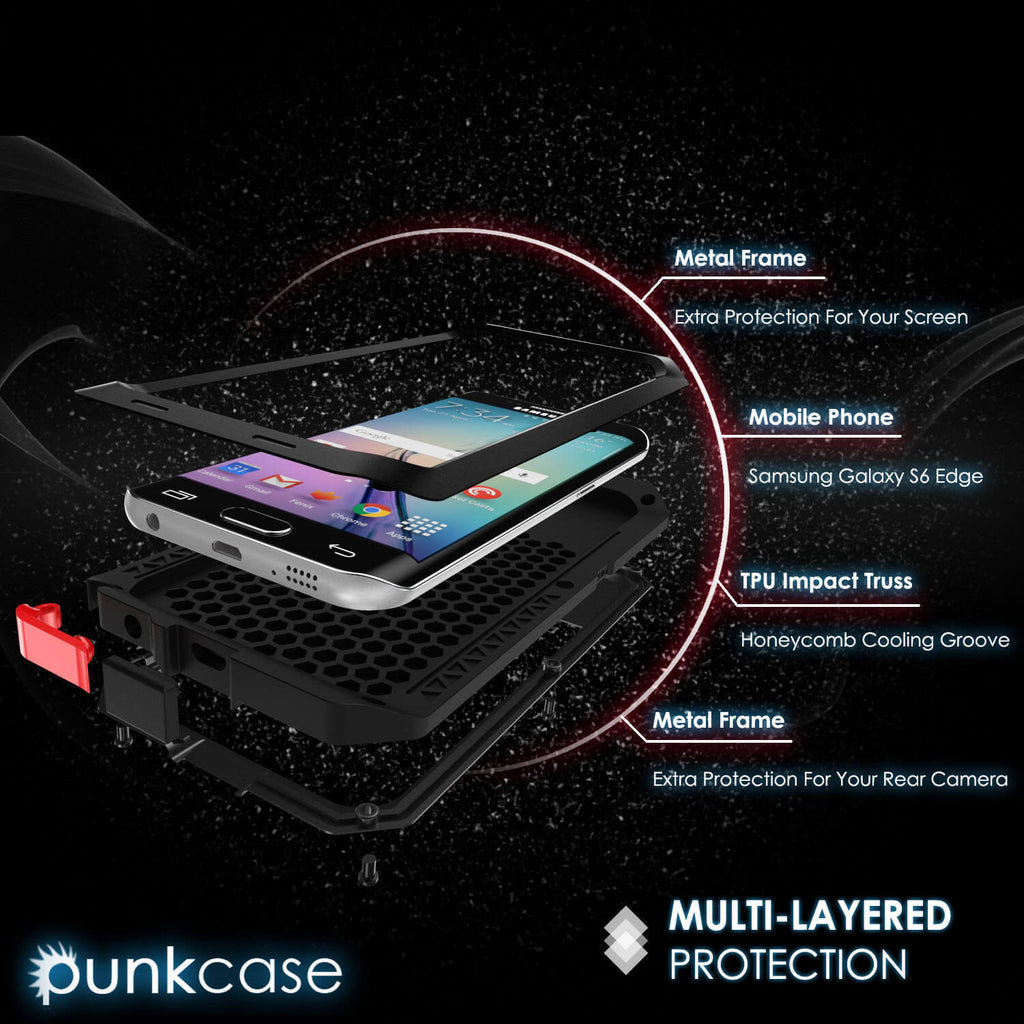 Galaxy S6 EDGE+ Plus Case, PUNKcase Metallic Black Shockproof  Slim Metal Armor Case (Color in image: silver)