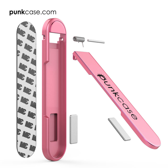 PUNKCASE FlickStick Universal Cell Phone Kickstand for all Mobile Phones & Cases with Flat Backs, One Finger Operation (Pink) (Color in image: Black)