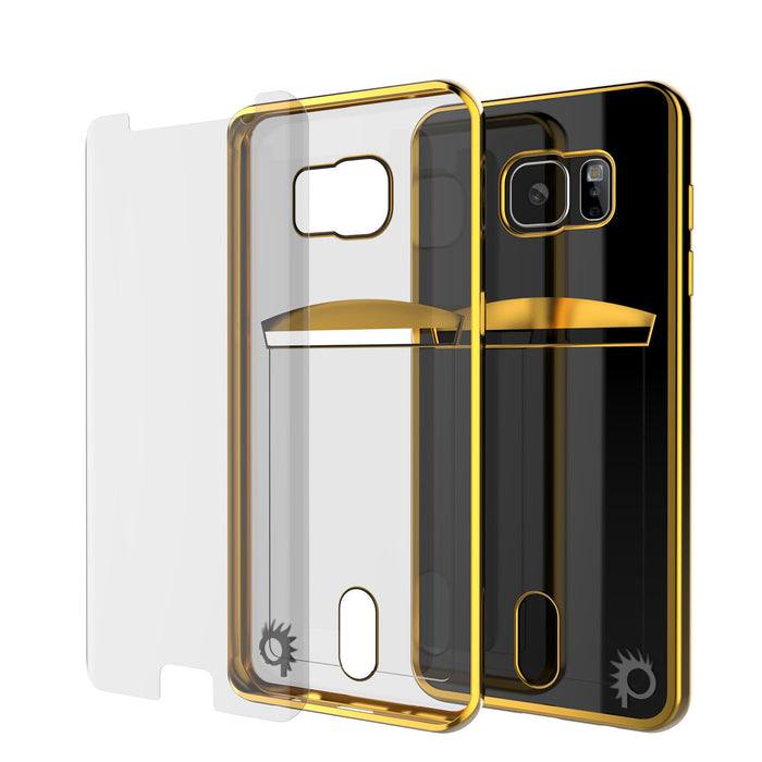 Galaxy S7 EDGE Case, PUNKCASE® LUCID Gold Series | Card Slot | SHIELD Screen Protector | Ultra fit (Color in image: Balck)