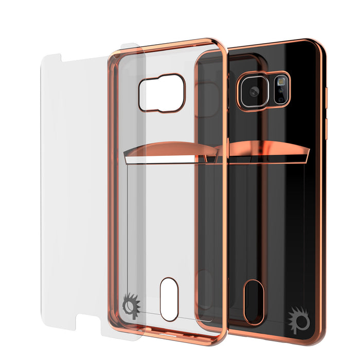 Galaxy S7 EDGE Case, PUNKCASE® LUCID Rose Gold Series | Card Slot | SHIELD Screen Protector (Color in image: Gold)
