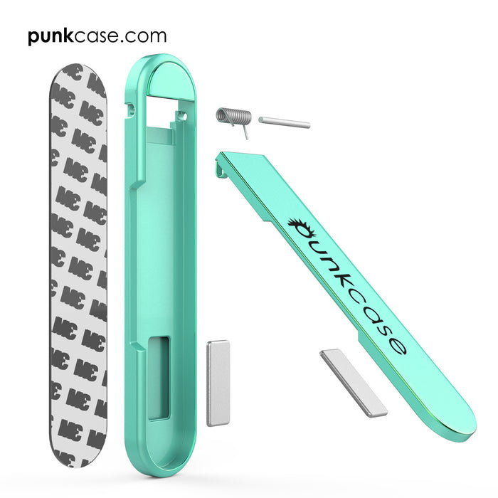 PUNKCASE FlickStick Universal Cell Phone Kickstand for all Mobile Phones & Cases with Flat Backs, One Finger Operation (Teal) (Color in image: Black)