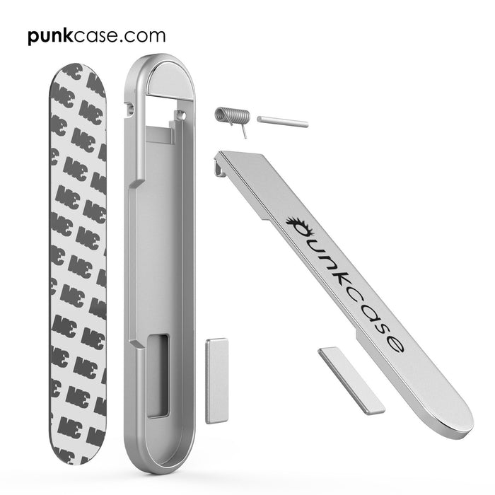 PUNKCASE FlickStick Universal Cell Phone Kickstand for all Mobile Phones & Cases with Flat Backs, One Finger Operation (Silver) (Color in image: Black)