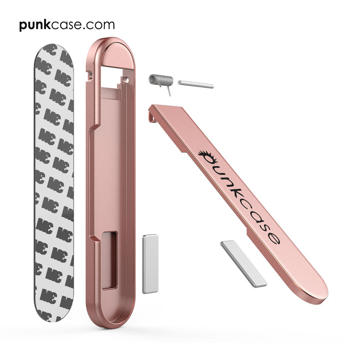 PUNKCASE FlickStick Universal Cell Phone Kickstand for all Mobile Phones & Cases with Flat Backs, One Finger Operation (Rose Gold) (Color in image: Black)