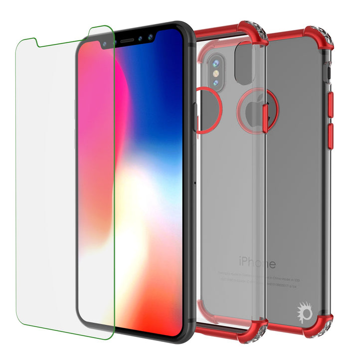 iPhone X Case, Punkcase [BLAZE SERIES] Protective Cover W/ PunkShield Screen Protector [Shockproof] [Slim Fit] for Apple iPhone 10 [Red] (Color in image: Black)