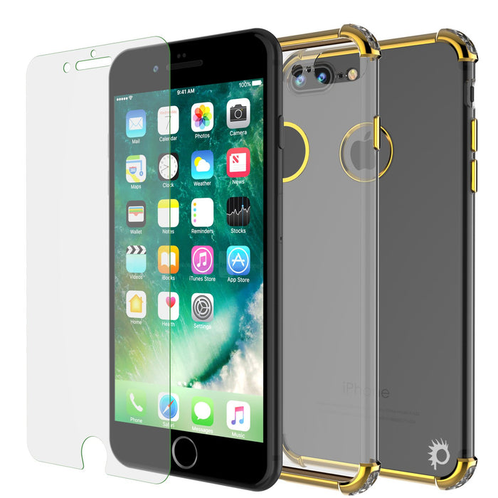 iPhone 7 PLUS Case, Punkcase [BLAZE SERIES] Protective Cover W/ PunkShield Screen Protector [Shockproof] [Slim Fit] for Apple iPhone 7/8/6/6s PLUS [Gold] (Color in image: Black)