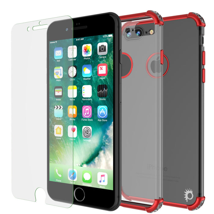 iPhone 7 PLUS Case, Punkcase [BLAZE SERIES] Protective Cover W/ PunkShield Screen Protector [Shockproof] [Slim Fit] for Apple iPhone 7 PLUS [Red] (Color in image: Silver)