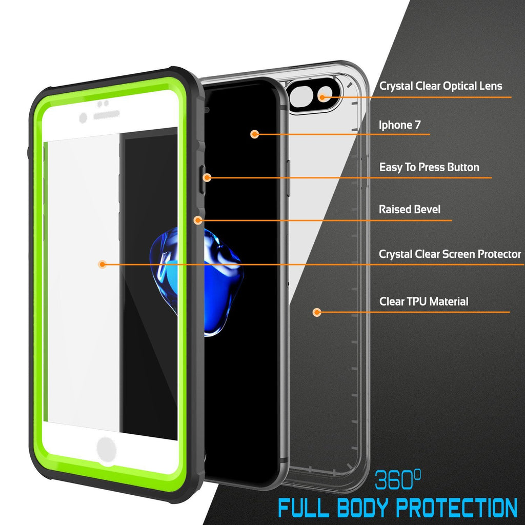 Apple iPhone 8 Waterproof Case, PUNKcase CRYSTAL Light Green  W/ Attached Screen Protector  | Warranty (Color in image: Pink)