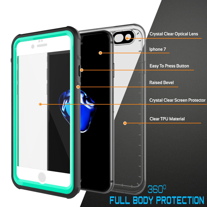 Apple iPhone 8 Waterproof Case, PUNKcase CRYSTAL Teal W/ Attached Screen Protector  | Warranty (Color in image: Pink)