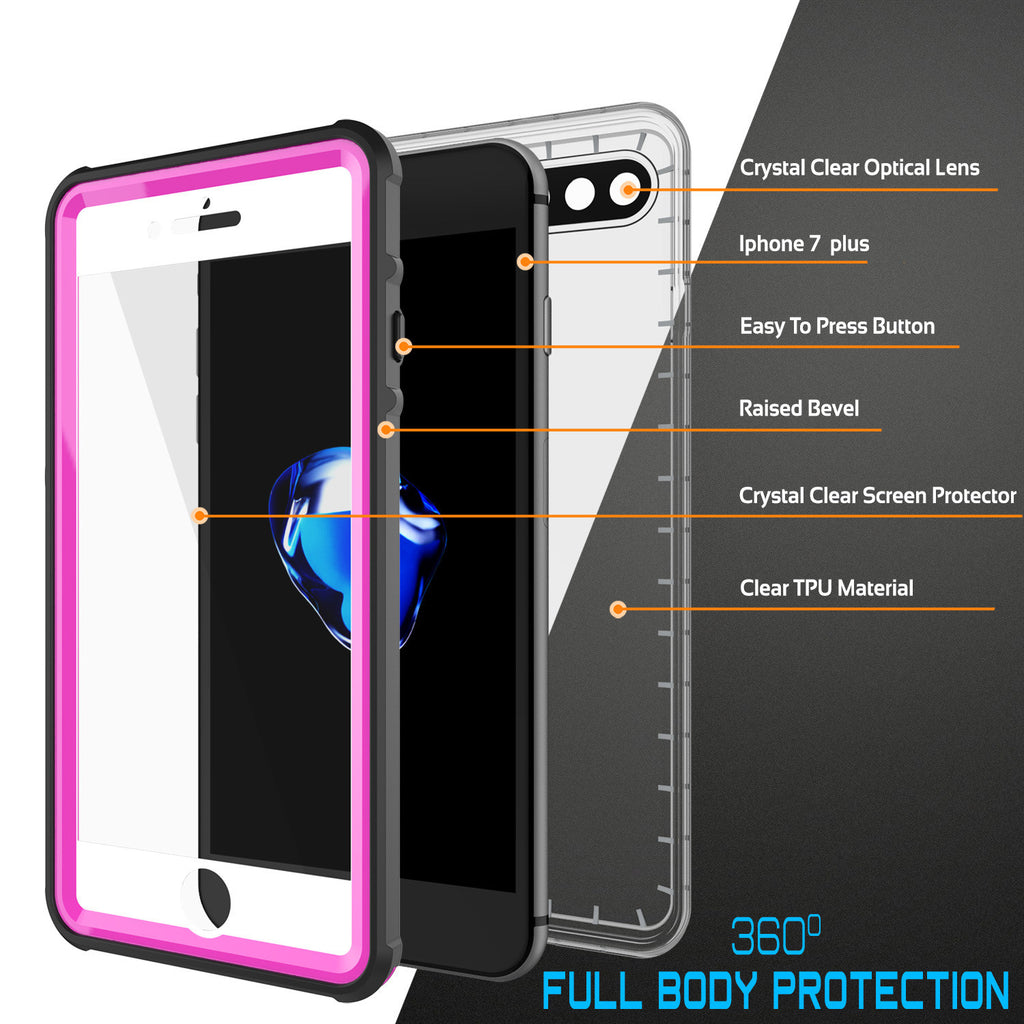 Crystal Clear Optical Lens Iphone 7 plus Easy To Press Button Raised Bevel Crystal Clear Screen Protector Clear TPU Material y 3bU FULL BODY PROTECTION (Color in image: black)