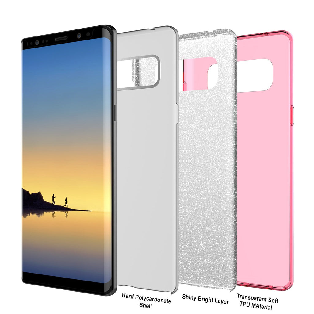 Galaxy Note 8 Case, Punkcase Galactic 2.0 Series Ultra Slim Protective Armor [Pink] (Color in image: silver)