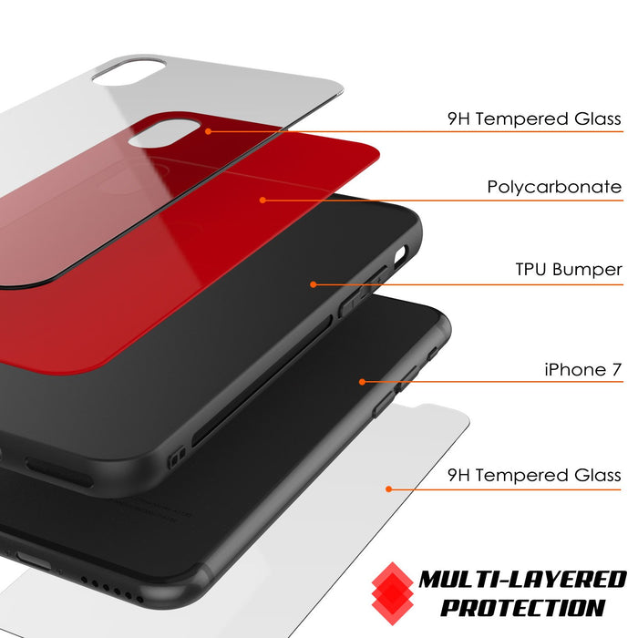 iPhone X Case, Punkcase GlassShield Ultra Thin Protective 9H Full Body Tempered Glass Cover W/ Drop Protection & Non Slip Grip for Apple iPhone 10 [Red] (Color in image: White)