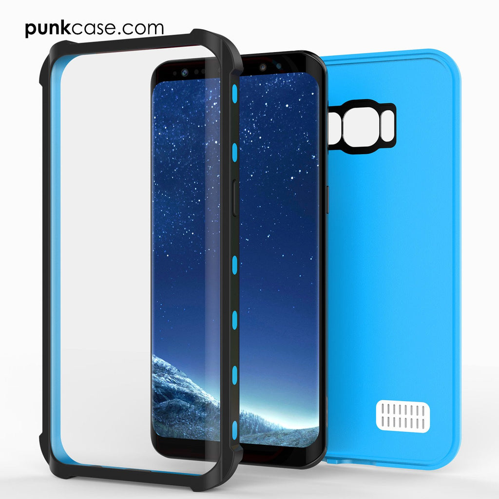 Protector [PURPLE]Galaxy S8 Waterproof Case, Punkcase [KickStud Series] [Slim Fit] [IP68 Certified] [Shockproof] [Snowproof] Armor Cover [Light Blue] (Color in image: Black)