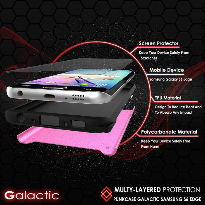 Galaxy s6 EDGE Plus Case PunkCase Galactic Pink Series Slim Armor Soft Cover w/ Screen Protector (Color in image: gold)
