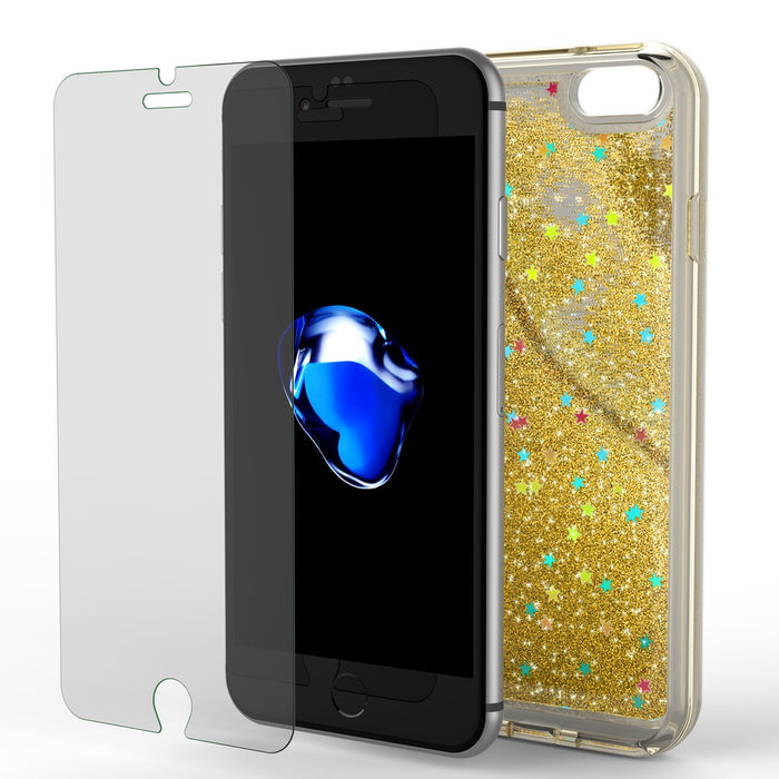 iPhone 8 Case, PunkCase LIQUID Gold Series, Protective Dual Layer Floating Glitter Cover (Color in image: silver)