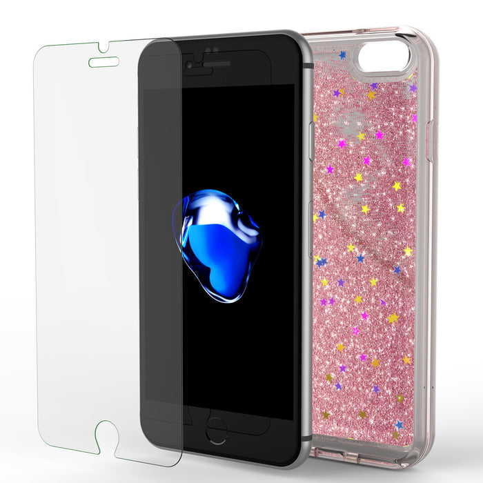 iPhone 7 Case, PunkCase LIQUID Rose Series, Protective Dual Layer Floating Glitter Cover (Color in image: teal)
