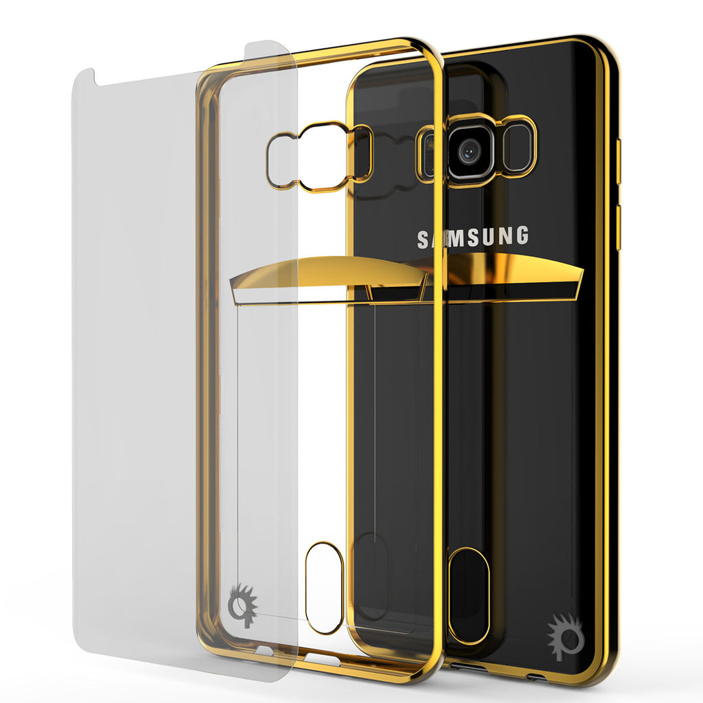 Galaxy S8 Plus Case, PUNKCASE® LUCID Gold Series | Card Slot | SHIELD Screen Protector | Ultra fit (Color in image: Balck)