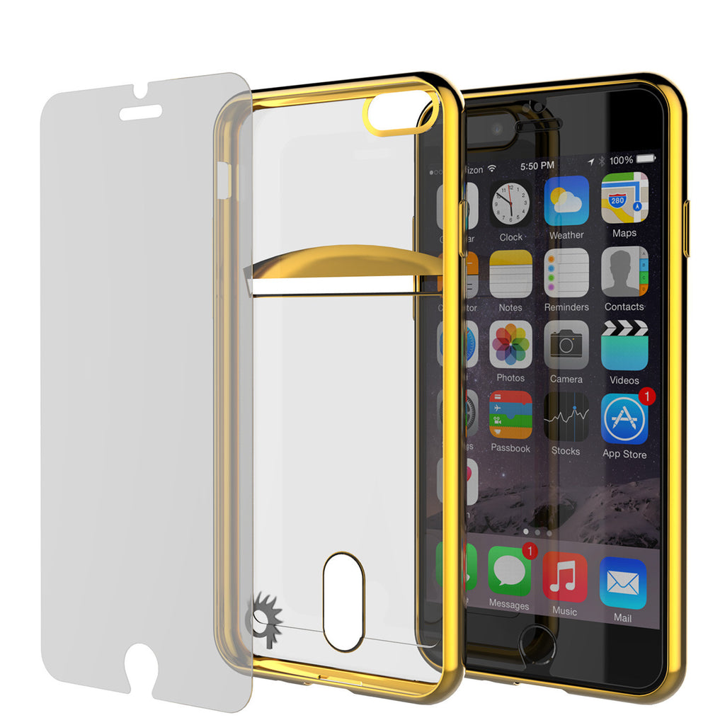 iPhone 7 Case, PUNKCASE® LUCID Gold Series | Card Slot | SHIELD Screen Protector | Ultra fit (Color in image: Balck)