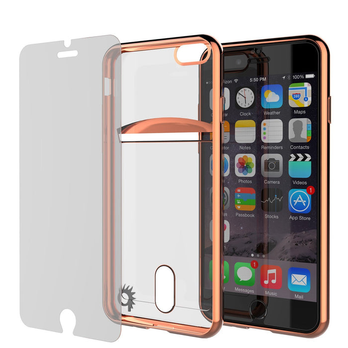 iPhone 8+ Plus Case, PUNKCASE® LUCID Rose Gold Series | Card Slot | SHIELD Screen Protector (Color in image: Gold)