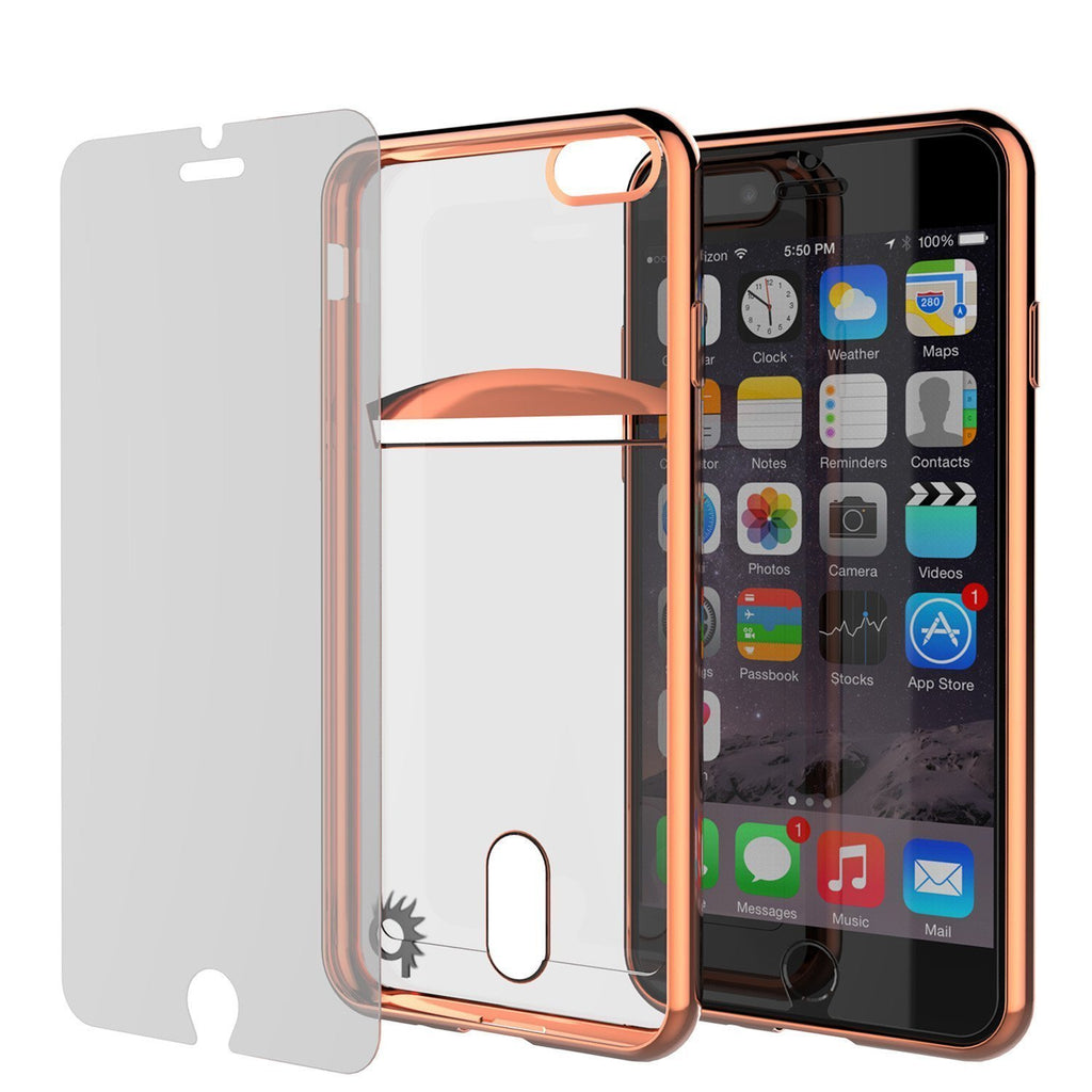 iPhone 8 Case, PUNKCASE® LUCID Rose Gold Series | Card Slot | SHIELD Screen Protector | Ultra fit (Color in image: Gold)