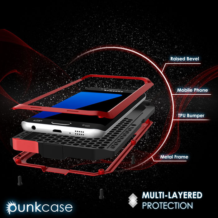 Galaxy S7 EDGE  Case, PUNKcase Metallic Red Shockproof  Slim Metal Armor Case (Color in image: black)