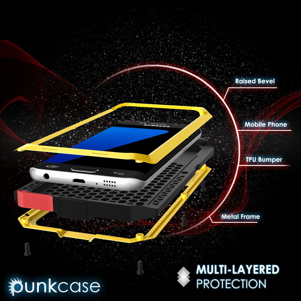 Galaxy S7 EDGE  Case, PUNKcase Metallic Neon Shockproof  Slim Metal Armor Case (Color in image: black)