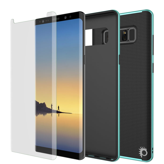 Galaxy Note 8 Case, PunkCase [Stealth Series] Hybrid 3-Piece Shockproof Dual Layer Cover [Non-Slip] [Soft TPU + PC Bumper] with PUNKSHIELD Screen Protector for Samsung Note 8 [Teal] (Color in image: Grey)