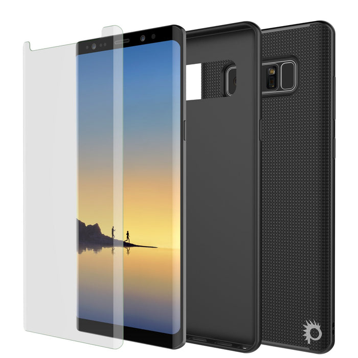 Galaxy Note 8 Case, PunkCase [Stealth Series] Hybrid 3-Piece Shockproof Dual Layer Cover [Non-Slip] [Soft TPU + PC Bumper] with PUNKSHIELD Screen Protector for Samsung Note 8 [Black] (Color in image: Grey)