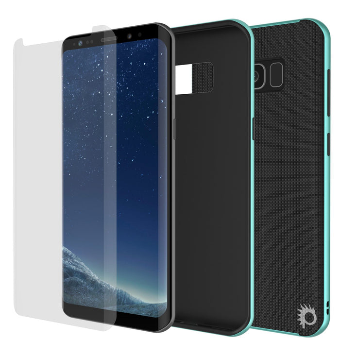Galaxy S8 Case, PunkCase [Stealth Series] Hybrid 3-Piece Shockproof Dual Layer Cover [Non-Slip] [Soft TPU + PC Bumper] with PUNKSHIELD Screen Protector for Samsung S8 Edge [Teal] (Color in image: Grey)