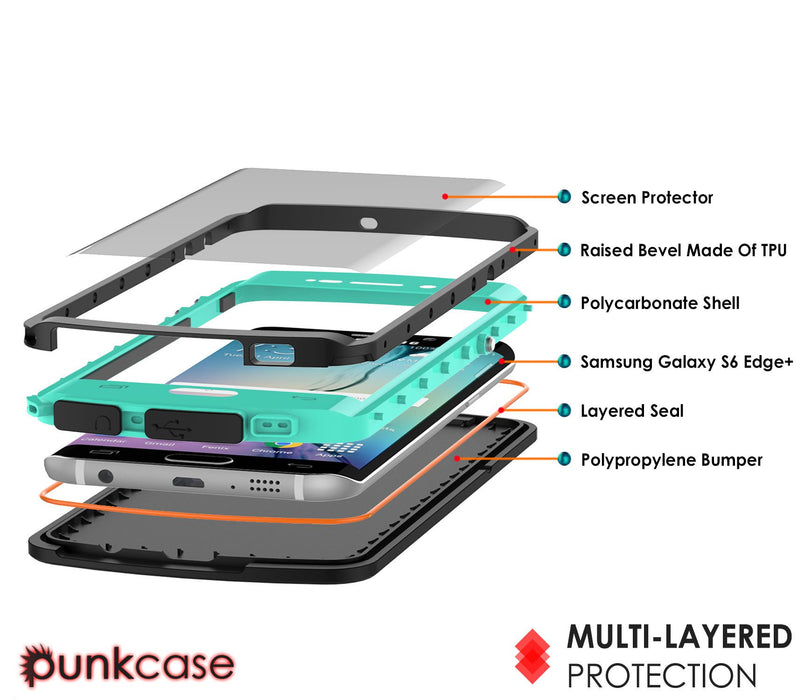 Galaxy s6 EDGE Plus Waterproof Case, Punkcase StudStar Teal Water/Shock Proof | Lifetime Warranty (Color in image: pink)
