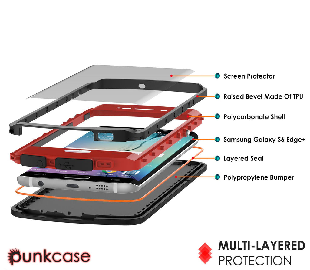 Galaxy s6 EDGE Plus Waterproof Case, Punkcase StudStar Red Water/Shock Proof | Lifetime Warranty (Color in image: light blue)