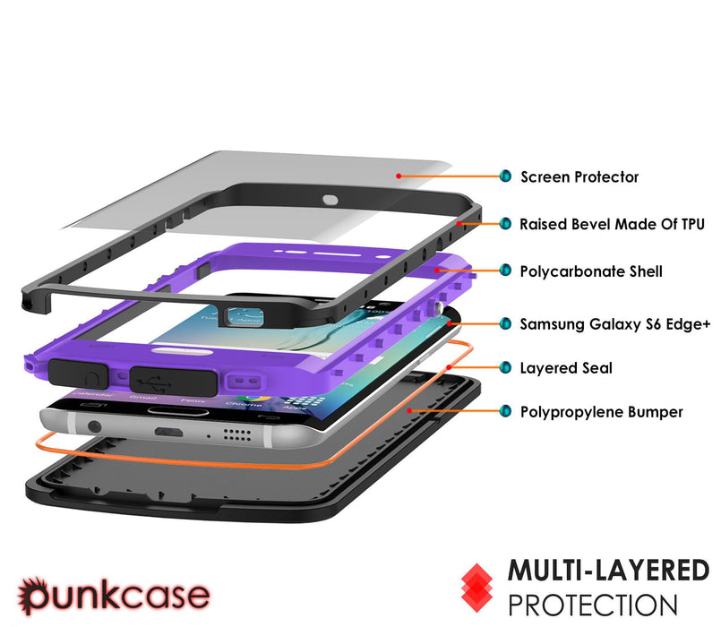 Galaxy s6 EDGE Plus Waterproof Case, Punkcase StudStar Purple Water/Shock Proof | Lifetime Warranty (Color in image: red)