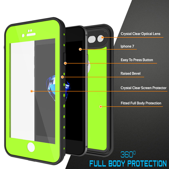 iPhone 7 Waterproof IP68 Case, Punkcase [Light Green] [StudStar Series] [Slim Fit] [Dirt/Snow Proof] (Color in image: black)