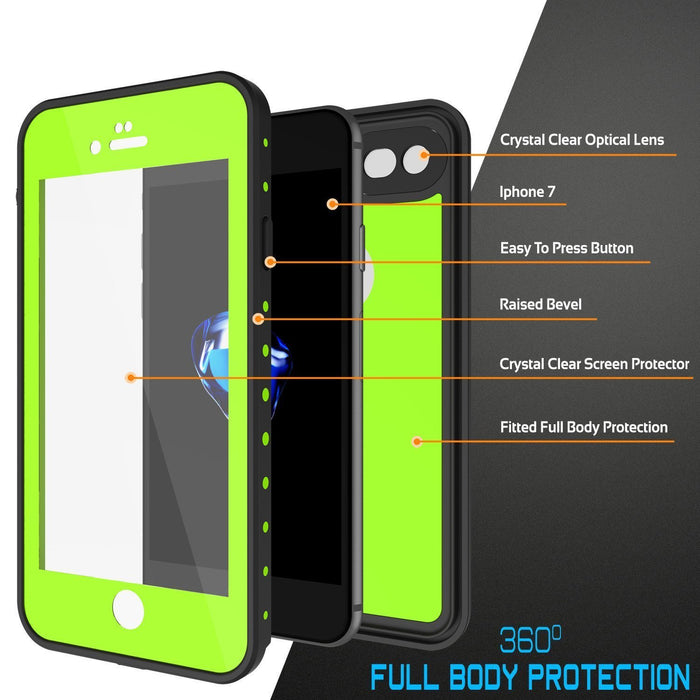 iPhone 8 Waterproof Case, Punkcase [Light Green] [StudStar Series] [Slim Fit][IP68 Certified]  [Dirt/Snow Proof] (Color in image: black)