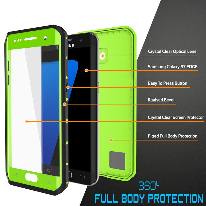 Galaxy S7 EDGE Waterproof Case PunkCase StudStar Light Green Thin 6.6ft Underwater IP68 ShockProof (Color in image: white)