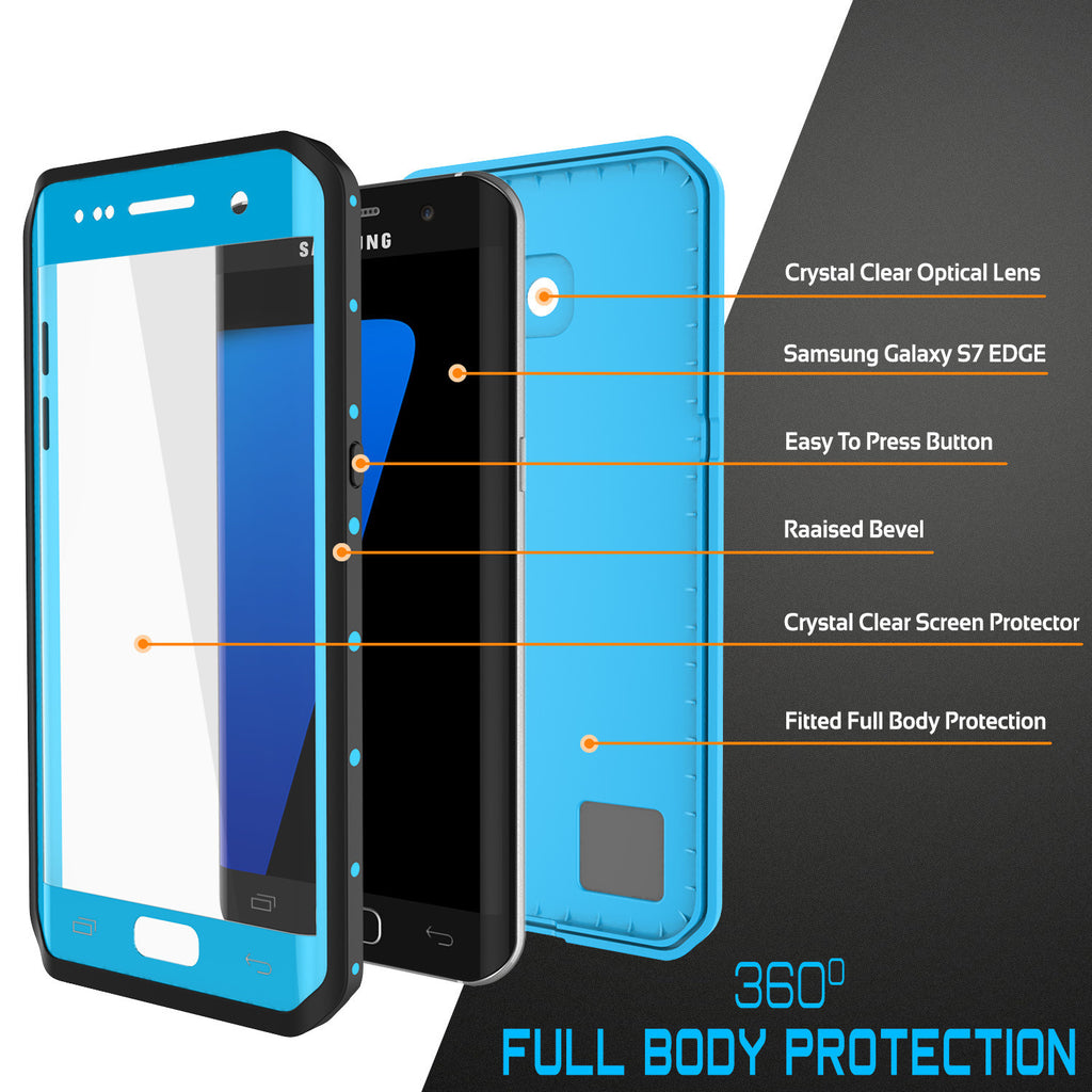Galaxy S7 EDGE Waterproof Case PunkCase StudStar Light Blue Thin 6.6ft Underwater IP68 ShockProof (Color in image: white)