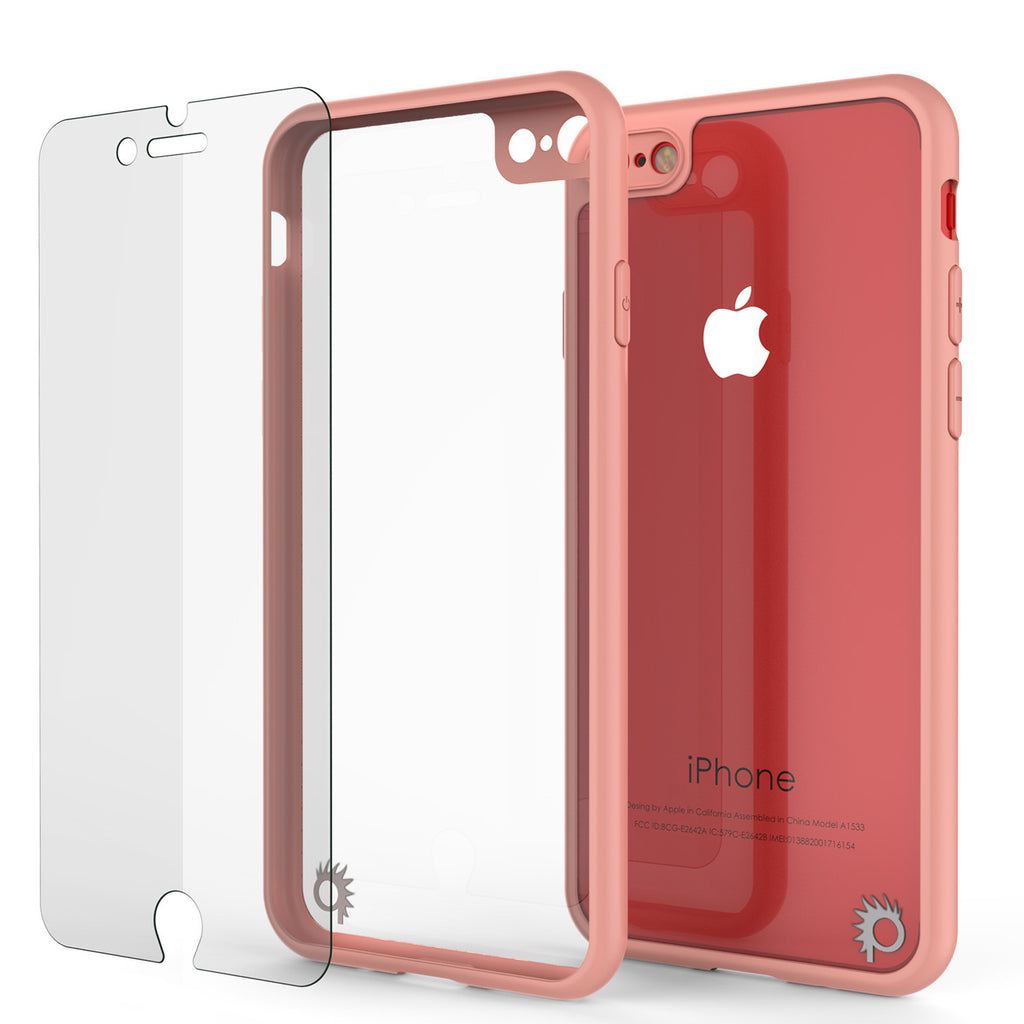 iPhone 7 Case [MASK Series] [PINK] Full Body Hybrid Dual Layer TPU Cover W/ protective Tempered Glass Screen Protector (Color in image: white)