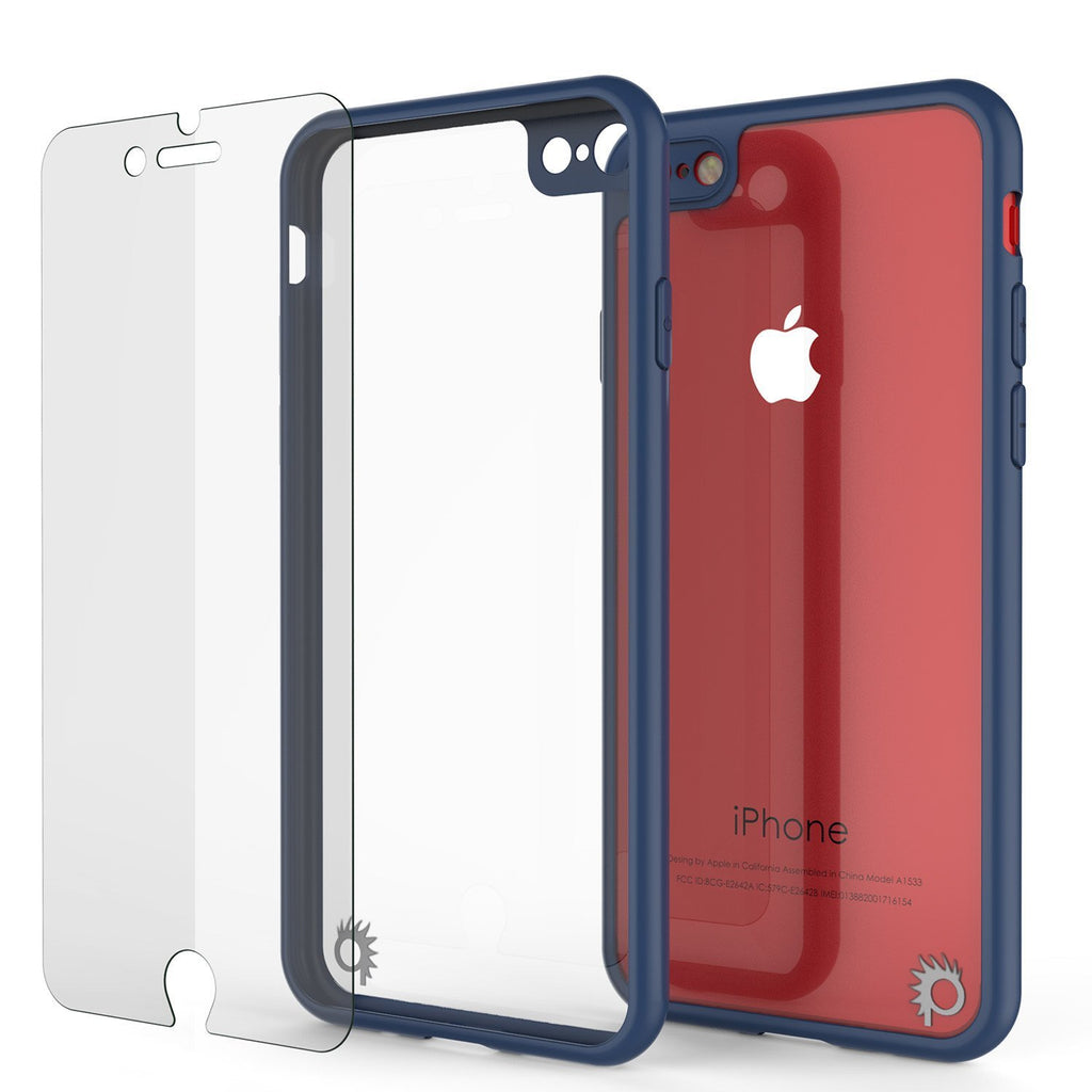 iPhone 8 Case [MASK Series] [NAVY] Full Body Hybrid Dual Layer TPU Cover W/ protective Tempered Glass Screen Protector (Color in image: white)