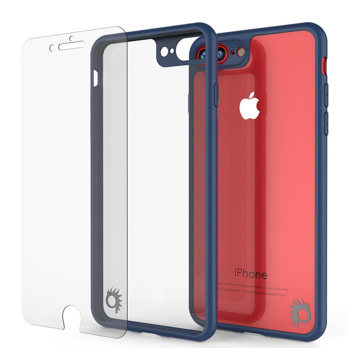 iPhone 8+ Plus Case [MASK Series] [NAVY] Full Body Hybrid Dual Layer TPU Cover W/ protective Tempered Glass Screen Protector (Color in image: white)
