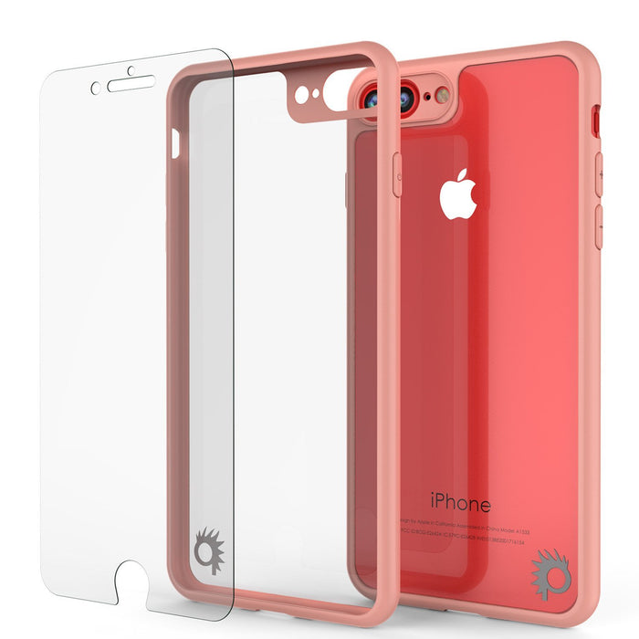 iPhone 8+ Plus Case [MASK Series] [PINK] Full Body Hybrid Dual Layer TPU Cover W/ protective Tempered Glass Screen Protector (Color in image: white)