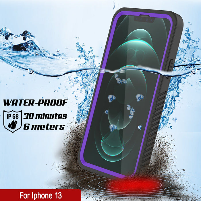 iPhone 13  Waterproof Case, Punkcase [Extreme Series] Armor Cover W/ Built In Screen Protector [Purple] (Color in image: Light Blue)