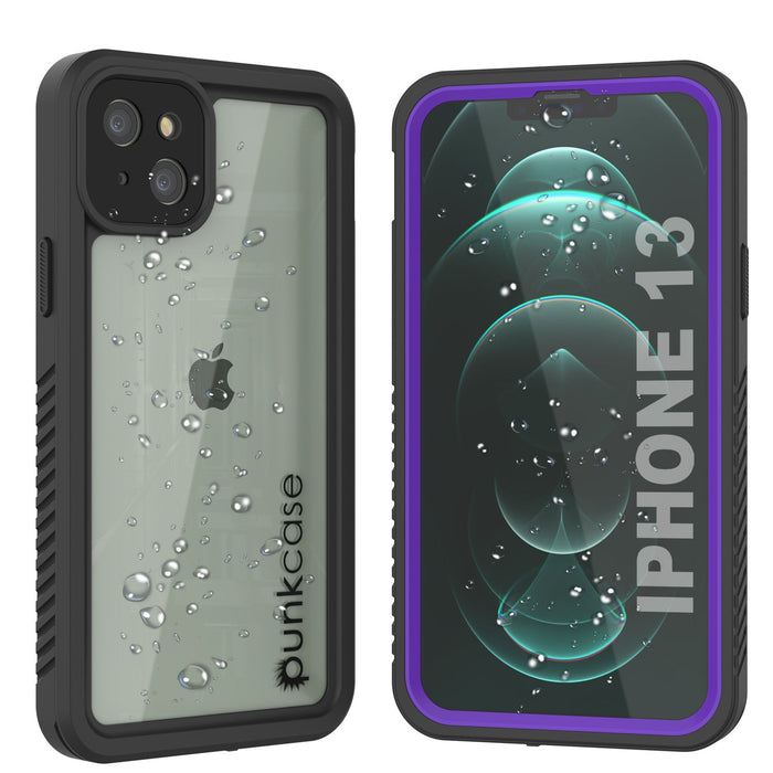 iPhone 13  Waterproof Case, Punkcase [Extreme Series] Armor Cover W/ Built In Screen Protector [Purple] (Color in image: Purple)