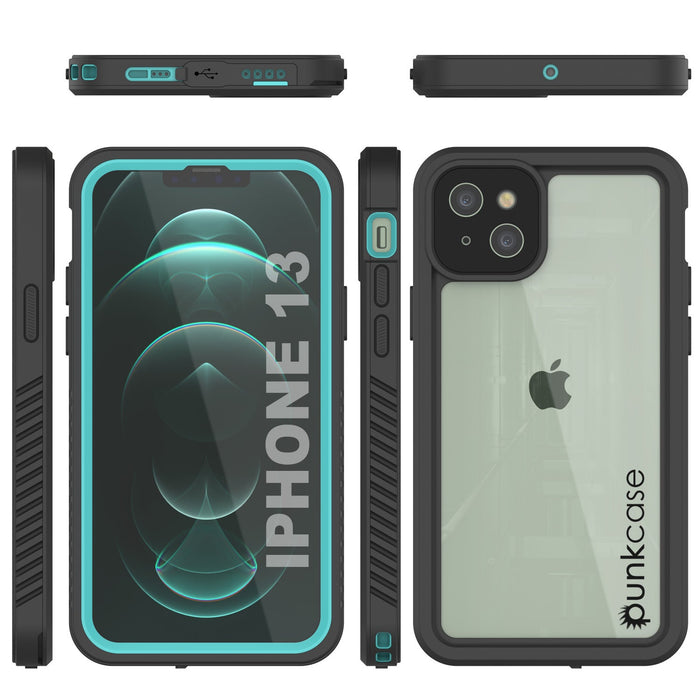 iPhone 13  Waterproof Case, Punkcase [Extreme Series] Armor Cover W/ Built In Screen Protector [Teal] (Color in image: Red)