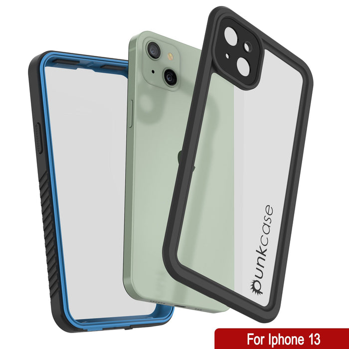 iPhone 13  Waterproof Case, Punkcase [Extreme Series] Armor Cover W/ Built In Screen Protector [Light Blue] (Color in image: White)